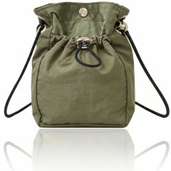 Unisex Lightweight Waterproof Nylon Drawstring Crossbody Bag Mini Dual Closure Adjustable Phone Shoulder Purse Travel Sling Bag