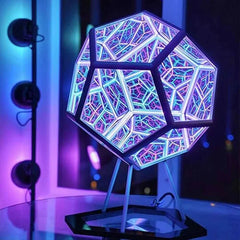 Dreamy Geometric Space LED Night Light with Stand Creative Color Christmas Birthday Gifts Infinity Dodecahedron Mirror Art Light