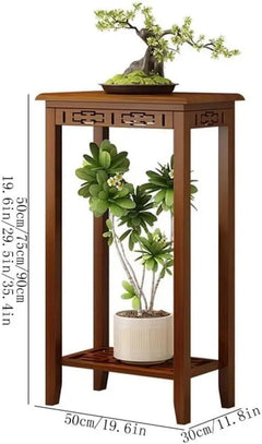 Balcony Floor Standing Bonsai Base, Living Room Sofa Side Indoor Office Plant Shelf Chinese Display Stands