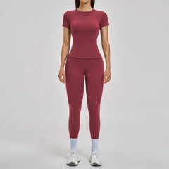 Gym Set 2PCS Yoga Suit Sports Outfit Women Tracksuit Running Workout Clothes Short Sleeves Sport Bra Athletic Wear Yoga Clothing
