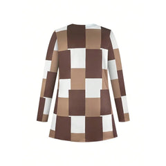Plus Size New Women Three-piece Color Blocked Printed Set Long Sleeve Cardigan & Tank Top & Long Pants Women Outfit Sets