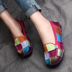 Birkuir Retro Mixed Colors Flats Women Shoes Soft Soles Loafers Shoes Genuine Leather Slip On Luxury Casual size 41 42 Shoes