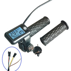 A Pair of 36V/48V/60V/72V EBike Throttle Handle Grip with LCD Speed Display and 170cm Cable for Electric Bicycle