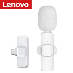 Lenovo 2026 Wireless Lavalier Microphone AI Noise Cancelling For iPhone Android Live Stream Gaming Vlog Plug & Play Receiver