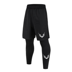 Men's Running Jogging 2 Piece Set Quick Dry Sports Shorts and Compression Tights Athletic Training Wear
