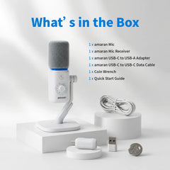 amaran Mic Wireless Desktop Microphone AI Noise Reduction 30mm Capsule 50m Range 60 Hours Battery for Podcasts Livestreams