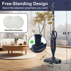 Steam Mop Cleaner with Rotating Mop Pad 10 in 1 Lightweight Spin Mop 1300W Powerful Floor Steamer for Home Hardwood Laminate VM6