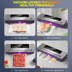 Electric Vacuum Sealer Built-in Cutter Kitchen Food Storage Seal Touch Button Dry/Wet Food Sealing Vacuum Packaging Machine