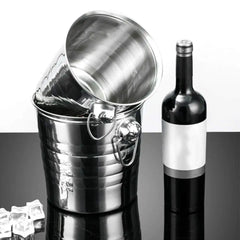 Stainless Steel Wine Cooler Bucket Double Wall Wine Bottle Cooler Holder Champagne Cooler Beer Chiller Ice Bucket Ktv Bar Tool