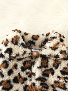 Toddler Baby Girl Leopard Faux Fur Jacket & Corduroy Flared Pants Set