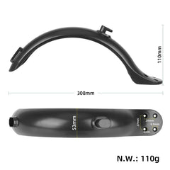 Electric Scooter 4 Hole Fender with Tail Light & Screws & Caps Splash Proof Mudguard Wear Resistant for 8.5 Inch E-scooter