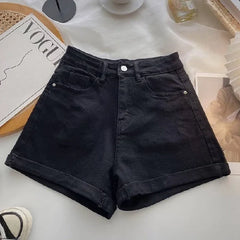 High Waist Wide Leg Casual Jeans Shorts Women's Summer Fashion Slimming A-Line Shorts Blue Denim High Waist Loose Cover Hip