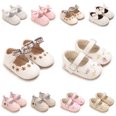 0-1Year Baby Shoes Infant Pre-Walker Shoes Girls Princess Bow Shoes Cute Breathable Flower Soft Sole Casual Sports Footwear