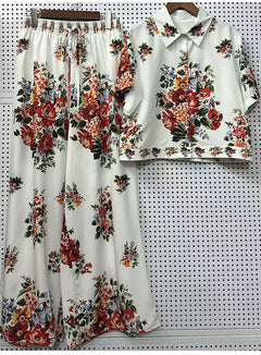 Summer New Fashion Women's Print Suit Lapel Short Sleeve Short Waist