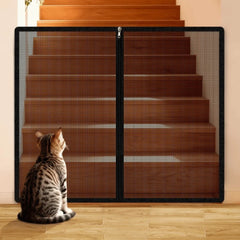 New Metal Mesh Dog Barrier Fences Breathable with Zipper Net Stairs Gate Easy to Install Folding Dog Safety Fence for Cats Dogs