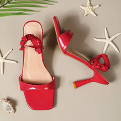 Red Elegant High Heels Sandals for Women Ankle Cross-Tied Stiletto Heeled Party Shoes Woman Plus Size 36-43 Pointed Toe Sandals