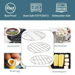 6/7/8 Inch Round Cooling Rack Stainless Steel Cooking Steaming Roasting Rack for Oven Pot Air fryer Pressure Cooker Cake Pan
