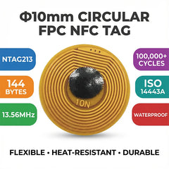 10mm Diameter High Temperature RFID NFC FPC Tags NXP NFC213 Mini Cards 13.56MHz Anti-Fake Anti-Metal Passive RF Card