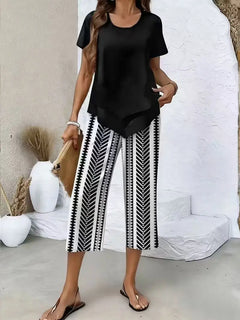 New Loose and Fashionable Spring/summer Printed Top and Pants Set
