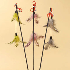 Cat Toy Feather Cats Sticks Cat Toys Interactive Double Feather Toys Cats Teasing Kitten Teaser Stick with Bell Toy Pet Products