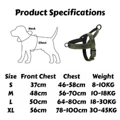 Tactical No-Pull Dog Harness for Large Breed: Heavy-Duty Vest with Reflective Strip, Adjustable & Padded for Control and Pullers