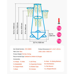 SucceBuy 4-Hoop Kids Basketball Hoop Stand with Adjustable Heights & 3 Balls for Boys Girls Indoor Outdoor Basketball Sport Toys