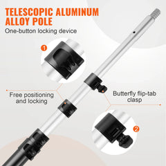 SucceBuy Manual Pole Saw Extendable Tree Pruner Sharp Steel Blade for Branches Trimming with Lightweight Aluminum Alloy Handle