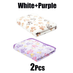 Pet Blanket Cute Dog Paw Print Blanket Pet Mat Warm Comfortable Blanket for Cat Dogs Soft Fluffy Pet Mat Flannel Dog Blanket