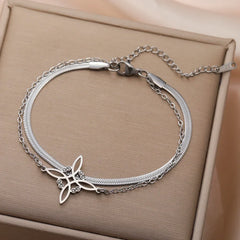 Dawapara Witch Knot Charm Bracelet for Women Celtics Knot Protection Amulet Bead Chain Stainless Steel Witchcraft Wiccan Jewelry