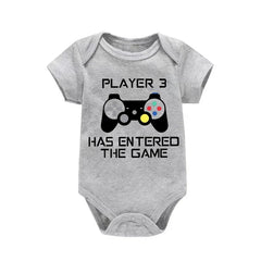 PLAYER 3 Newborn Romper Casual Short Sleeves Baby Boy Clothes Bodysuits Cartoon Graphic Toddler Girls Jumpsuits