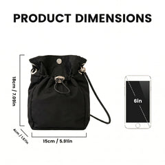 Unisex Lightweight Waterproof Nylon Drawstring Crossbody Bag Mini Dual Closure Adjustable Phone Shoulder Purse Travel Sling Bag