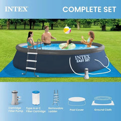 INTEX Inflatable Above-Ground Swimming Pool, Easy Set 15ft x 42in w/Filter Pump & Ladder