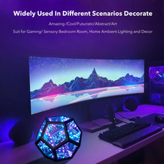 Dreamy Geometric Space LED Night Light with Stand Creative Color Christmas Birthday Gifts Infinity Dodecahedron Mirror Art Light