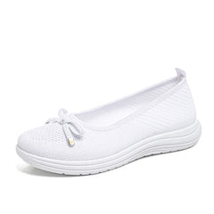 Women's Breathable Mesh Flat Shoes, Decorated with a Bow, Are Lightweight and Comfortable, Perfect for Mom Shoes.