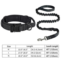 Tactical Dog Collar Leash Set Heavy-duty Military Dog Collar with Handle and Metal Buckle for Small Medium Large Dogs Necklace