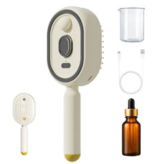 Steam Brush for Hair Rechargeable Detangling Comb with Oil Measuring Cup Steam Straightener Brush for Home Smoothing Curly Thick