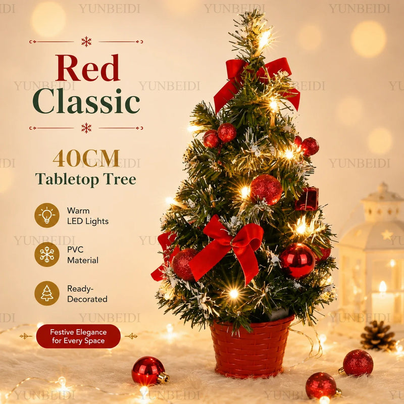 Mini Artificial Christmas 40CM Christmas Tree with LED Lights Tree Home Desktop Decoration Christmas Decoration New Year Gift