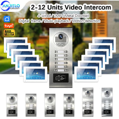 ANJIELO 2-12 Units Apartment Doorbell Video Intercom System Digital Frame Background Music Detection Preview NEW 2026