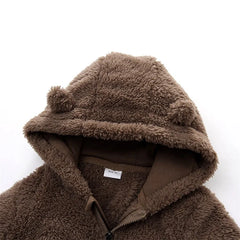 Pudcoco Infant Baby Jumpsuit Long Sleeve Hooded Zipper Closure Winter Romper Clothes for Boys Girls 0-12M