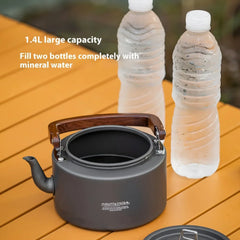 Camping Tea Kettle-New Aluminum Alloy Construction, Wooden Handle