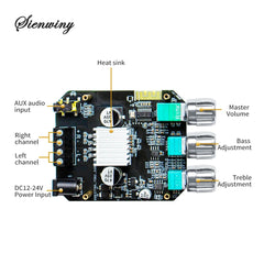 YS-502MT Bluetooth Audio Amplifier Board 2.0 Channel 100W Mini Hi-Fi Stereo Power Amp Module DC 12-24V For Speakers