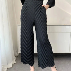 Spring New Women Handmade Pleated Pants Set Comfortable Casual Seven
