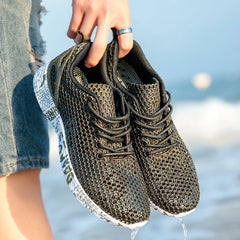 Summer Lightweight Flat Sports Shoes for Men's Outdoor New Style Mesh Casual Men's Shoes Breathable Upstream Shoes Large Size