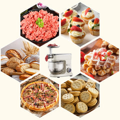BioloMix 7L Stand Mixer for Baking 1200W DC Motor with Dough Hook Whisk Beater Meat Grinder Attachment - Food Mixer