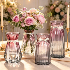 European Style Glass Vase Geometric Glass Vases Hydroponic Plant Bottle Flower Arrangement Pot Home Office Desktop Decor