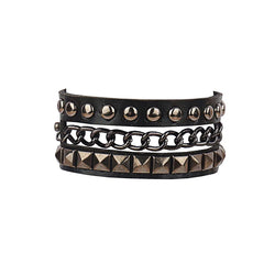 Punk Bracelets PU Leather Studded Bracelet Adjustable Goth Cuff Bracelet Gothic Rivet Buckle Wristband for Men Women Emo Jewelry