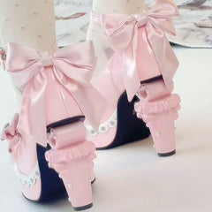 Original Sweet Lolita High Heels Big Size 42 Japanese Style Cosplay Women Leather Shoe Red Rhinestone Street Y2k Shoes Girl Cute