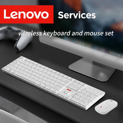 Lenovo KM220™ Wireless Keyboard & Mouse Combo – 2.4GHz USB, 104 Keys, Silent Quiet, Ergonomic, Home & Office, Black & White | FlipStylez LLC®