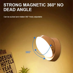 Night Lamp With Motion Sensor Rechargeable Wireless LED Night Light, 360 Rotating Magnetic Light For Room Bedside Table