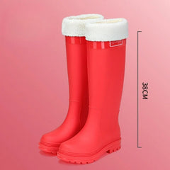 Adult Fashion Tall Rain Shoes Women's Water Boots Velvet Waterproof and Non-slip Outer Snow Boots